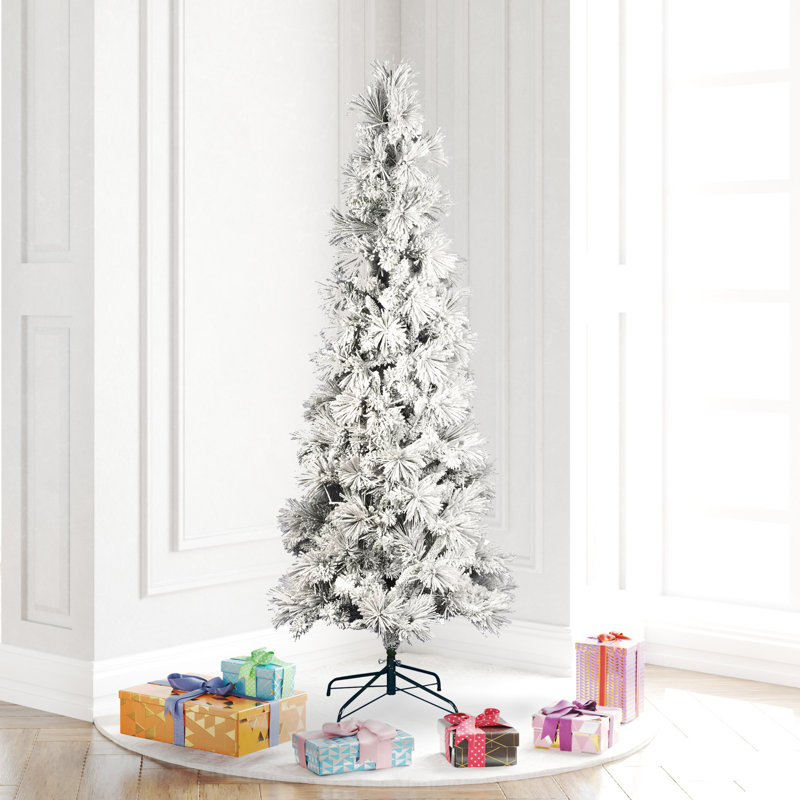 The Holiday Aisle® Flocked Atka Pine Slim Artificial Christmas Tree